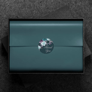 Moody Boho   Tiefer Aquamariner und Lila Abschluss Runder Aufkleber