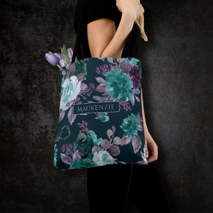 Moody Boho   Tiefes Aquamarines und Lila Muster