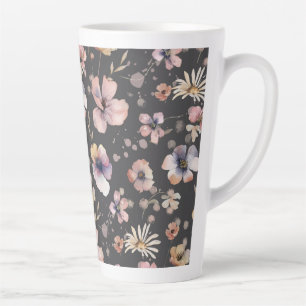 Moody Boho Watercolor Blush Wildflowers Muster Milchtasse