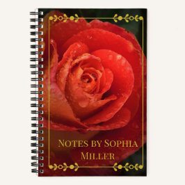 Moody Botanical Dark Red Rosen Gold Rahmen Notizbu Notizbuch