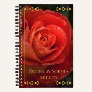 Moody Botanical Dark Red Rosen Gold Rahmen Notizbu Notizbuch