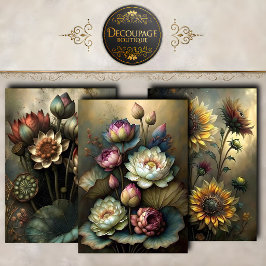 Moody Botanical Flower Decoupage Kollektion Geschenkpapier Set