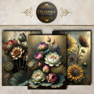 Moody Botanical Flower Decoupage Kollektion Geschenkpapier Set