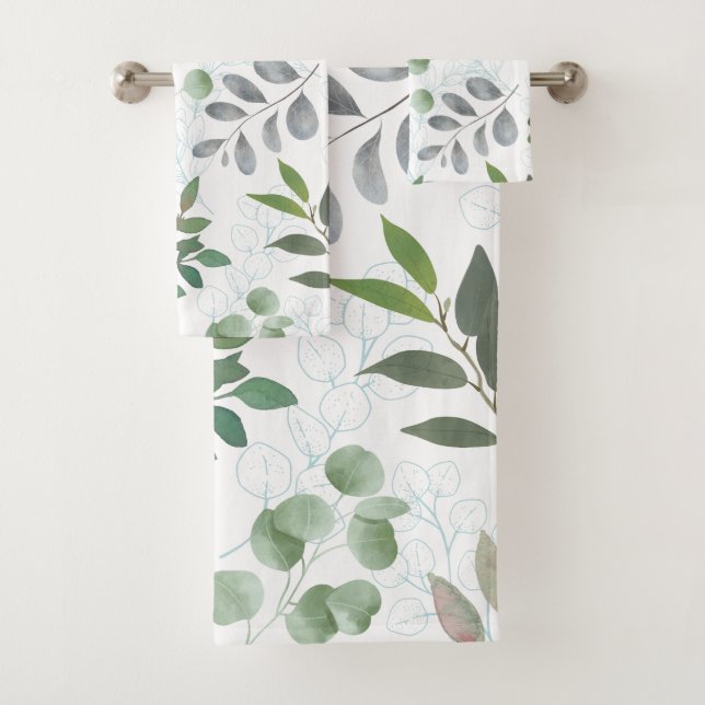 Moody Botanical Softgrünes Eukalyptusblatt Badhandtuch Set (Insitu)