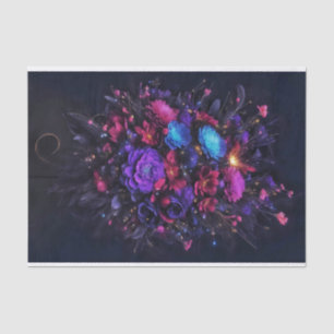 Moody Bouquet dunkle Blume lila rosa blau Seidenpapier