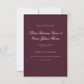 Moody Burgundy Dutch Floral Wedding Invitation RSVP Karte