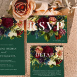 Moody Burgundy Emerald Winter Floral Wedding RSVP Karte<br><div class="desc">Moody Burgundy Floral Wedding Collection, eine faszinierende Fusion von tiefen, reichen Farben. Mit seinen marineblauen, smaragdgrünen und gotischen schwarzen Variationen ist diese Kollektion perfekt für jedes juwelenfarbene Hochzeitsthema geeignet. Von zauberhaften Einladungen bis hin zu koordinierten Schreibwaren, erfassen unsere Designs das Wesen von Romantik und Drama. Entspannen Sie Ihren Hochzeitstag mit...</div>
