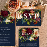 Moody Burgundy Navy Blue Winter Floral Wedding RSVP Karte<br><div class="desc">Moody Burgundy Floral Wedding Collection, eine faszinierende Fusion von tiefen, reichen Farben. Mit seinen marineblauen, smaragdgrünen und gotischen schwarzen Variationen ist diese Kollektion perfekt für jedes juwelenfarbene Hochzeitsthema geeignet. Von zauberhaften Einladungen bis hin zu koordinierten Schreibwaren, erfassen unsere Designs das Wesen von Romantik und Drama. Entspannen Sie Ihren Hochzeitstag mit...</div>