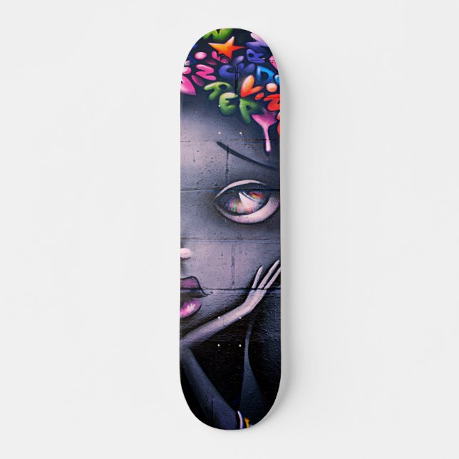 Moody Cartoon Girl Street Art Skateboard (Vorne)