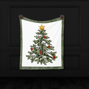 Moody Christmas Tree Classy Dark Navy Blue Fleecedecke