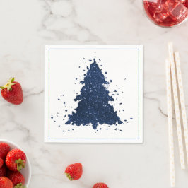 Moody Christmas Tree | Classy Navy Blue Splatter Serviette