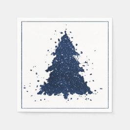Moody Christmas Tree | Classy Navy Blue Splatter Serviette