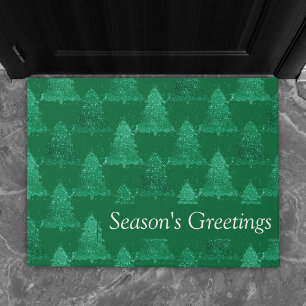 Moody Christmas Tree Dark Midnight Aquamarin Cus Fußmatte