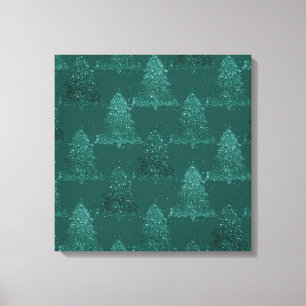 Moody Christmas Tree   Dark Midnight Aquamarin Gre Leinwanddruck