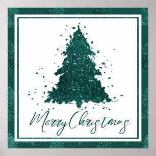 Moody Christmas Tree   Dark Midnight Aquamarin Scr Poster