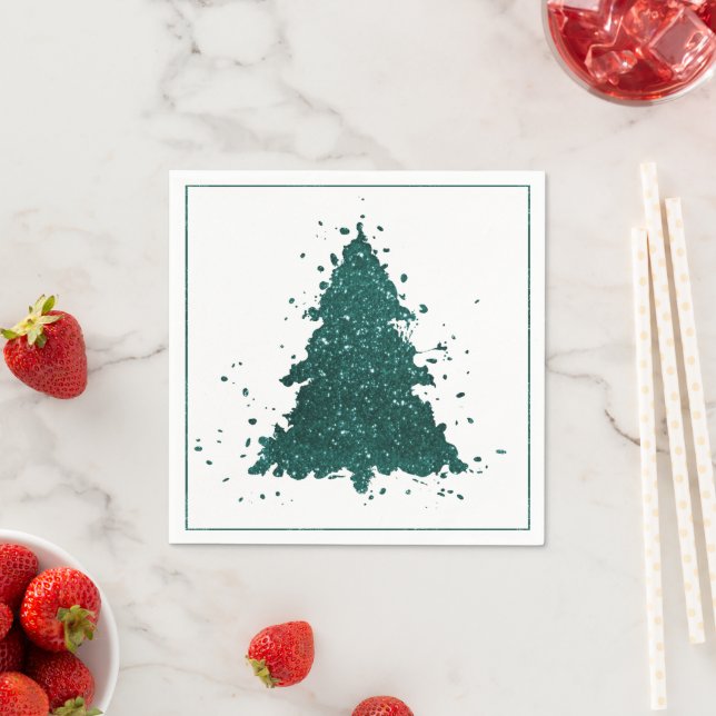 Moody Christmas Tree | Deep Mitnight Aquamarin Spr Serviette (Beispiel)