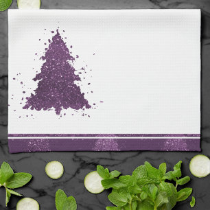 Moody Christmas Tree   Lila Spritzer Deep Plum Geschirrtuch