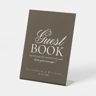 Moody Coffee Wedding Guest Book Tabletop sign Sockelschild