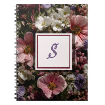 Moody Color Floral Initial-Notebook