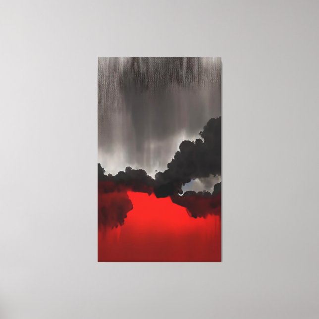 Moody Contemporary Painting Black Gray Red Art Leinwanddruck (Vorderseite)