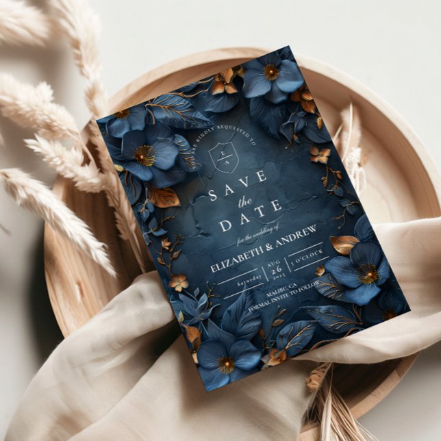 Moody Copper Floral Wedding Save The Date (Von Creator hochgeladen)