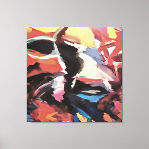 Moody Cow Multicolored Abstrakt Painting Leinwanddruck