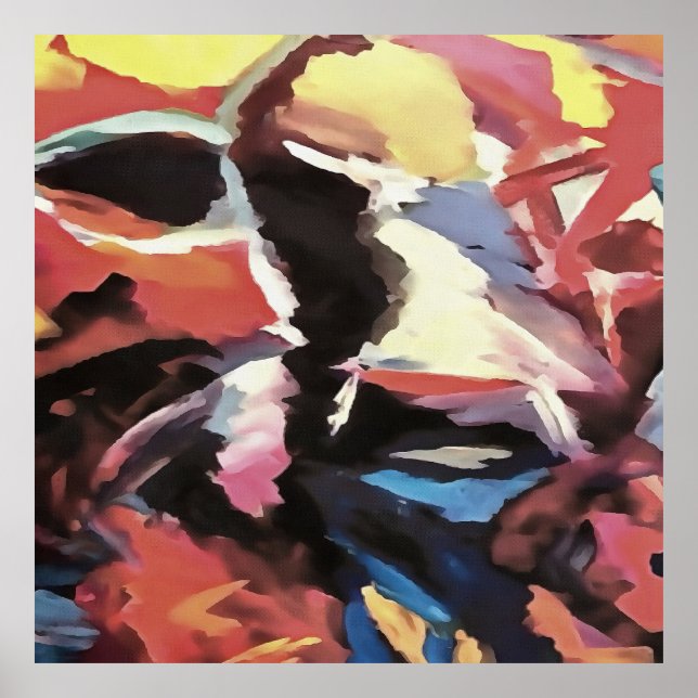 Moody Cow Multicolored Abstrakt Painting Poster (Vorne)