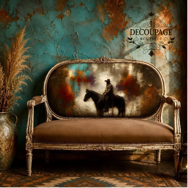 Moody Cowboy Decoupage Seidenpapier (Moody Cowboy Decoupage Tissue Paper)
