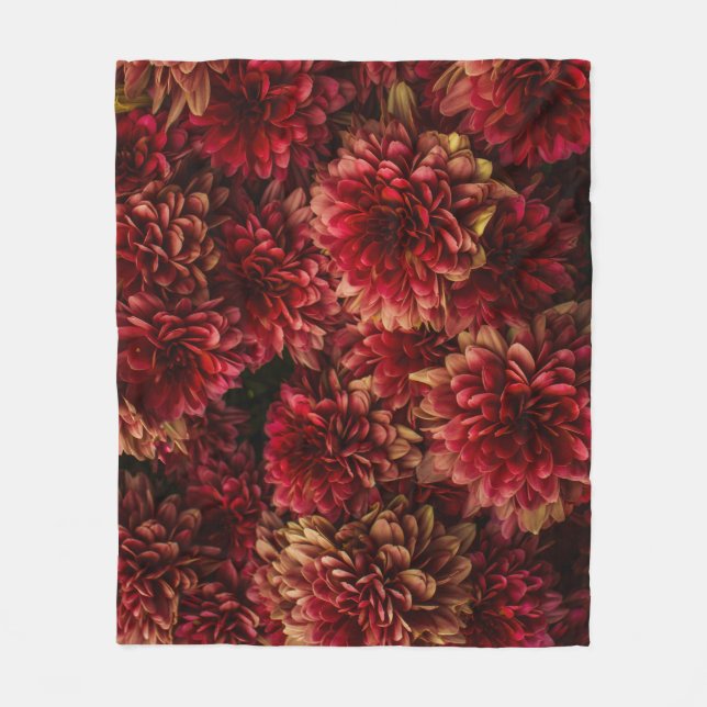 Moody Dahlia Blume Dark Texture Fleecedecke (Vorderseite)