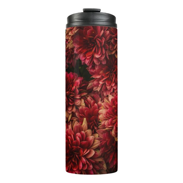 Moody Dahlia Blume Dark Texture Thermosbecher (Vorderseite)