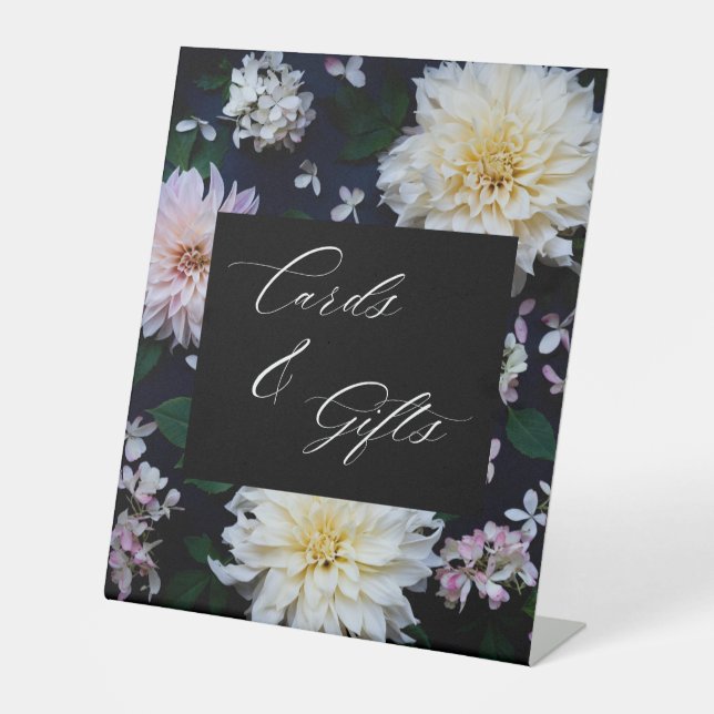 Moody Dahlia Blumenkarten und Geschenke Sockelschild (Vorderseite)
