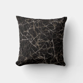 Moody Dark Elegant Black Marble Stone Texture  Kissen