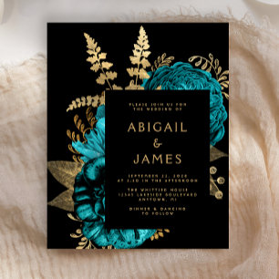 Moody Dark Floral Turquoise Gold Hochzeit