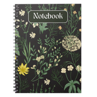 Moody Dark Floral Vintages botanisches Notebook Notizblock