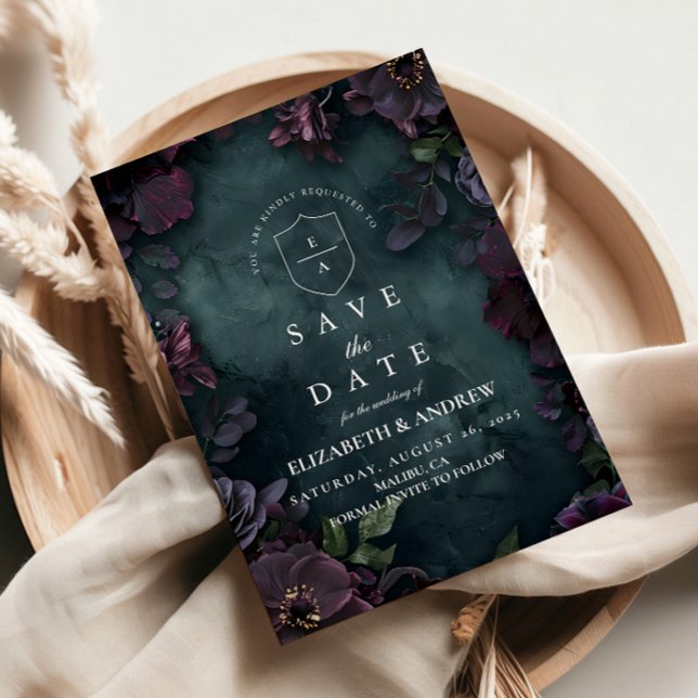 Moody Dark Floral Wedding Save The Date (Von Creator hochgeladen)