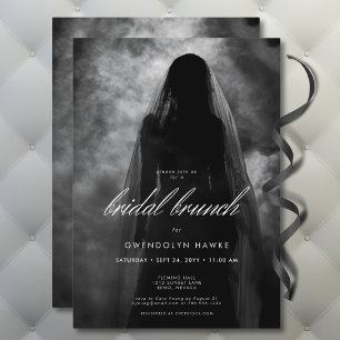 Moody Dark Ghost Bride in Mist Bridal Brunch Einladung