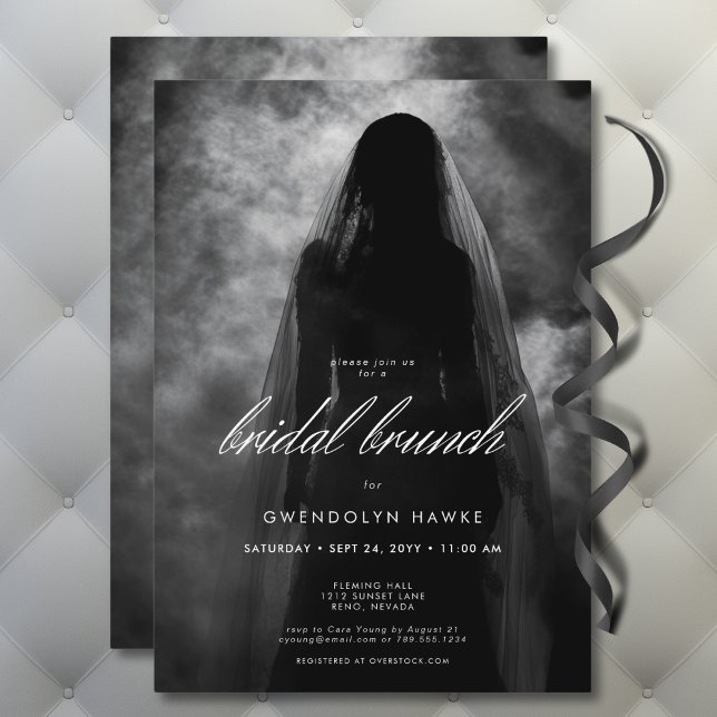 Moody Dark Ghost Bride in Mist Bridal Brunch Einladung (Moody Dark Ghost Bride in Mist Bridal Brunch Invitation)