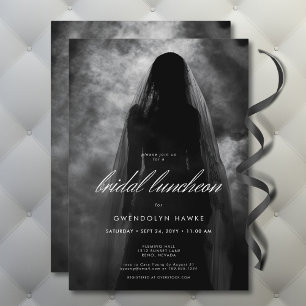 Moody Dark Ghost Bride in Mist Bridal Luncheon Einladung