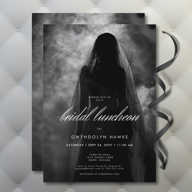 Moody Dark Ghost Bride in Mist Bridal Luncheon Einladung (Moody Dark Ghost Bride in Mist Bridal Shower Invitation)