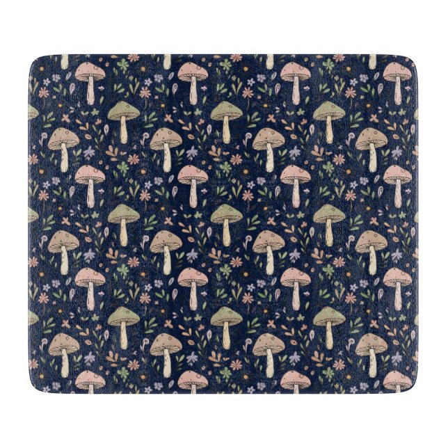 Moody Dark Navy Fungi Dark Academia Kitchen Gift Schneidebrett (Vorderseite)