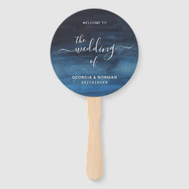 Moody Dark Watercolor Navy Blue Wedding Fächer