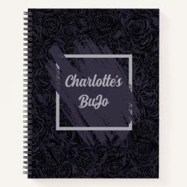 Moody Deep Navy Blue Floral Muster Notizbuch