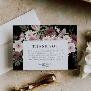 Moody Dusty Rose Floral Brautparty Dankeskarte