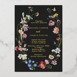 Moody Dutch Blume & Butterflies Wedding Gold Folieneinladung