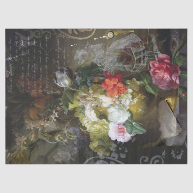 Moody Dutch Floral | Französisch Ephemera Decoupag Seidenpapier (Vorderseite)