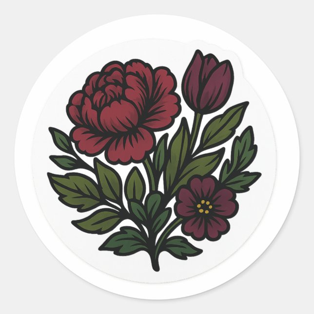 Moody Dutch Floral Sticker (Vorderseite)