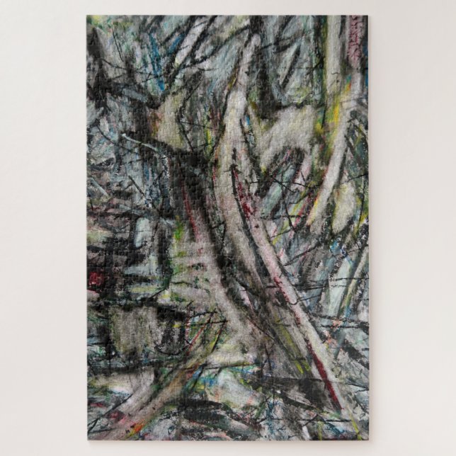 Moody Dynamic Modern Monochrome Abstrakt Puzzle (Vertikal)