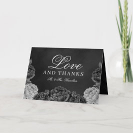 Moody Elegance Gothic Floral Watercolor Wedding Th Dankeskarte