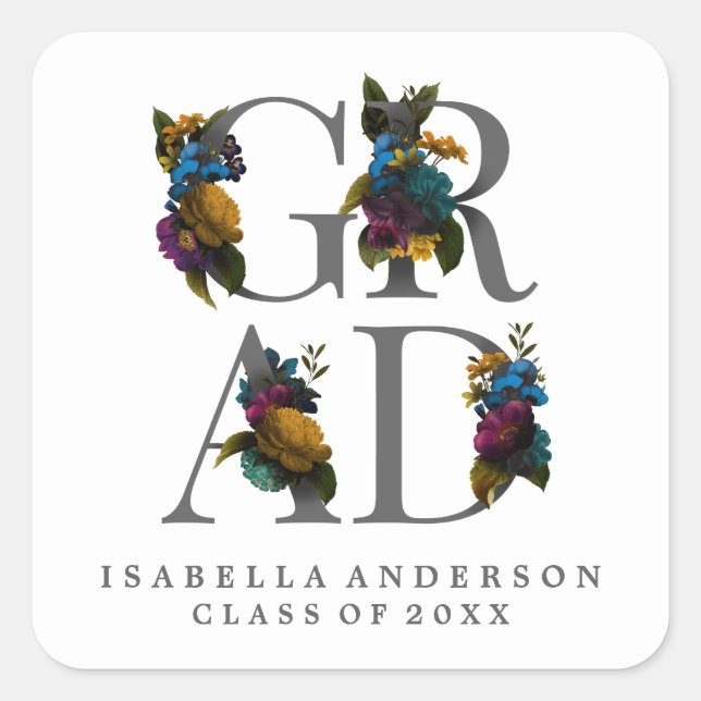 MOODY ELEGANT FLORAL ABSCHLUSS STICKER (Vorderseite)