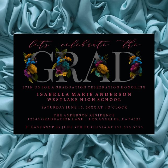 MOODY ELEGANT FLORAL GRADUATION PARTY INVITATION EINLADUNG (Von Creator hochgeladen)